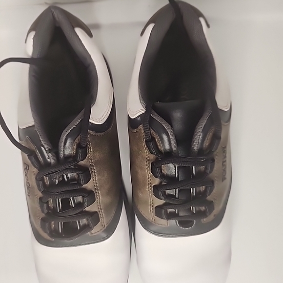 FootJoy GreenJoy Mens Soft Spikes Golf Shoes 45516 White Brown Leather Size 12 - Picture 6 of 11